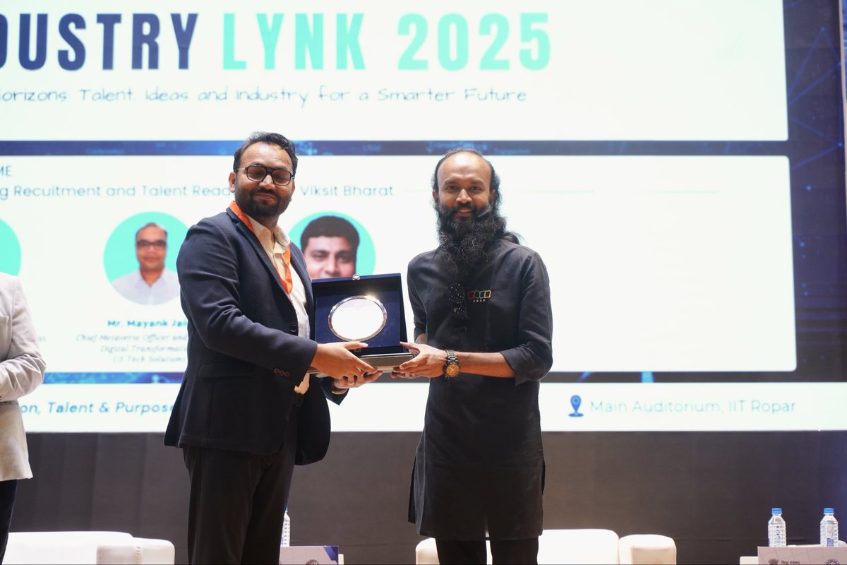 chalshr's tweet photo. Industry Lynk 2025 @iitropar Punjab โฃ๏ธ
Aligning Horizons: Talent, Ideas & Industry for a Smarter Future.
Thanks a bunch & Hearty Wishes. Sonali Singh & Team #IITRopar
#IITRopar #FutureOfWork #LYNK2025 #Ropar #IIT #IITRpr #Rupnagar #Punjab #India ๐ฎ๐ณ https://t.co/DAXSCnkAGi