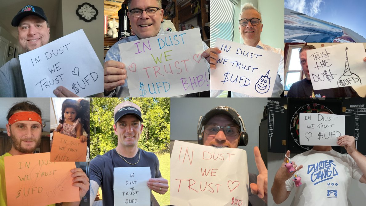 VJLvEekhout's tweet photo. 🚨IN DUST WE TRUST - $UFD challenge goes viral 

We are THE movement, we received so many photo's and the challenge is going viral!

Thank you @BasementRon, @JackResilient, @svernon88, @CryptoJon319 , @PeterWi66984216 , @SolanaMadman and @JdubzCDXX for accepting yesterdays photo challenge.

Who follows today? Please share your pictures below!

Please RT, comment and like this post!

⬇️⬇️⬇️