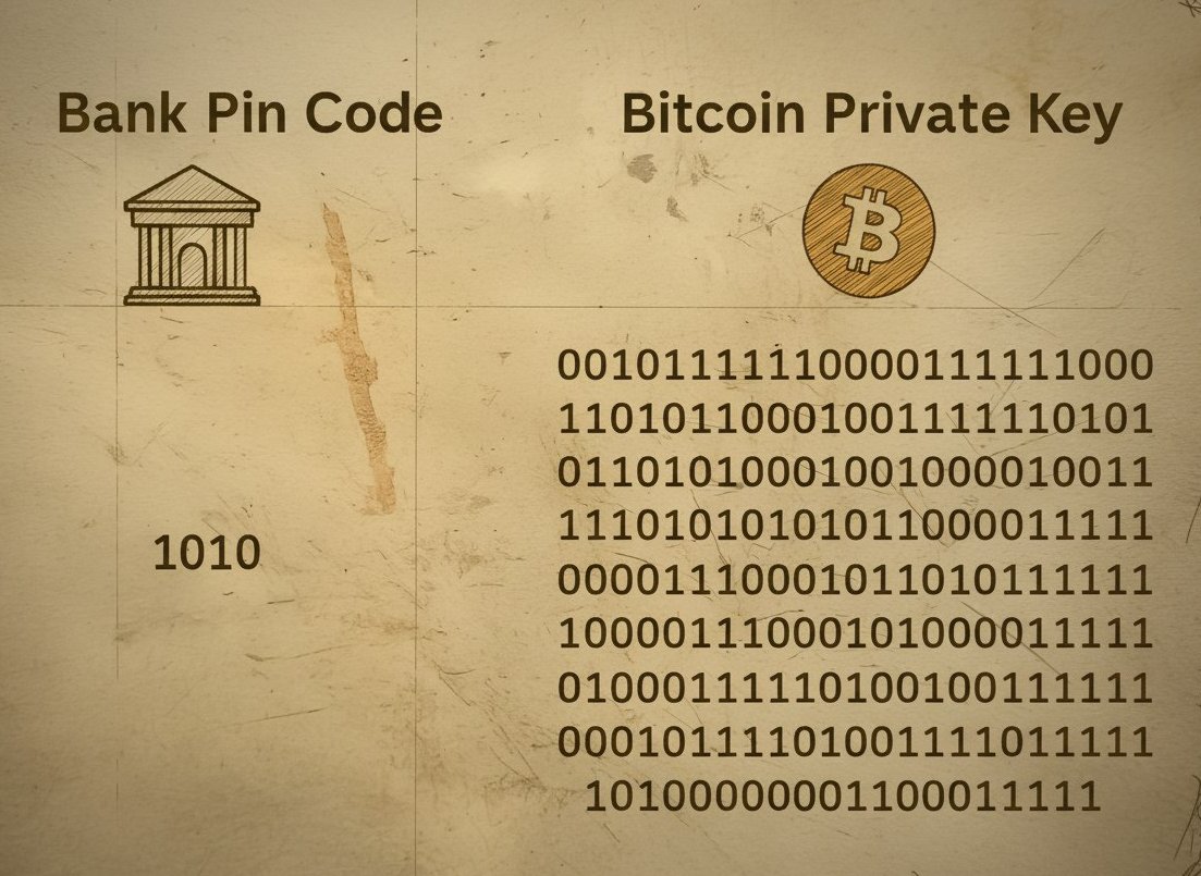 base58io's tweet image. "#QuantumComputing will kill Bitcoin!”
Let’s look at the numbers 👇
Bank PIN: 10⁴ = 10,000 possibilities
Bitcoin private key: 2²⁵⁶ ≈ 1.15×10⁷⁷ possibilities
That’s not even close.