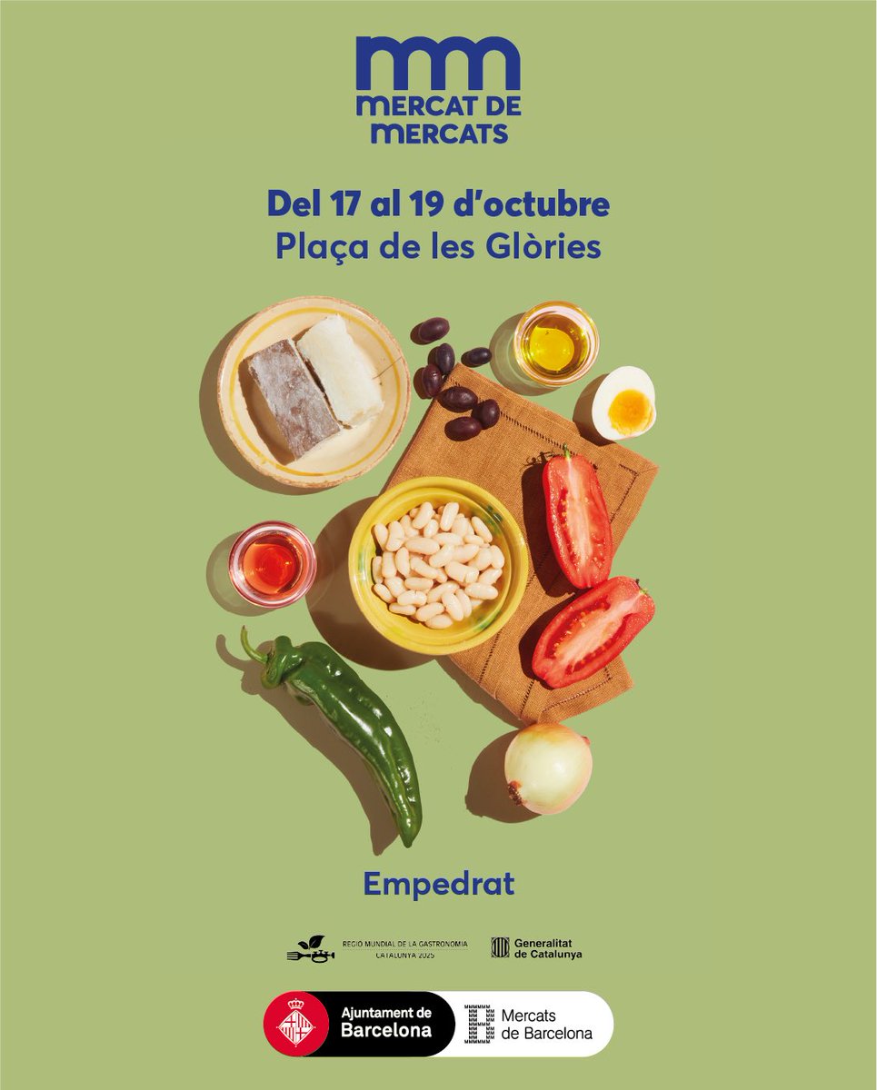 La Fira Mercat de Mercats torna a la plaça de les Glòries de #Barcelona del 17 al 19 d’octubre...
Més info carlesalmagro.es/mercatdemercats