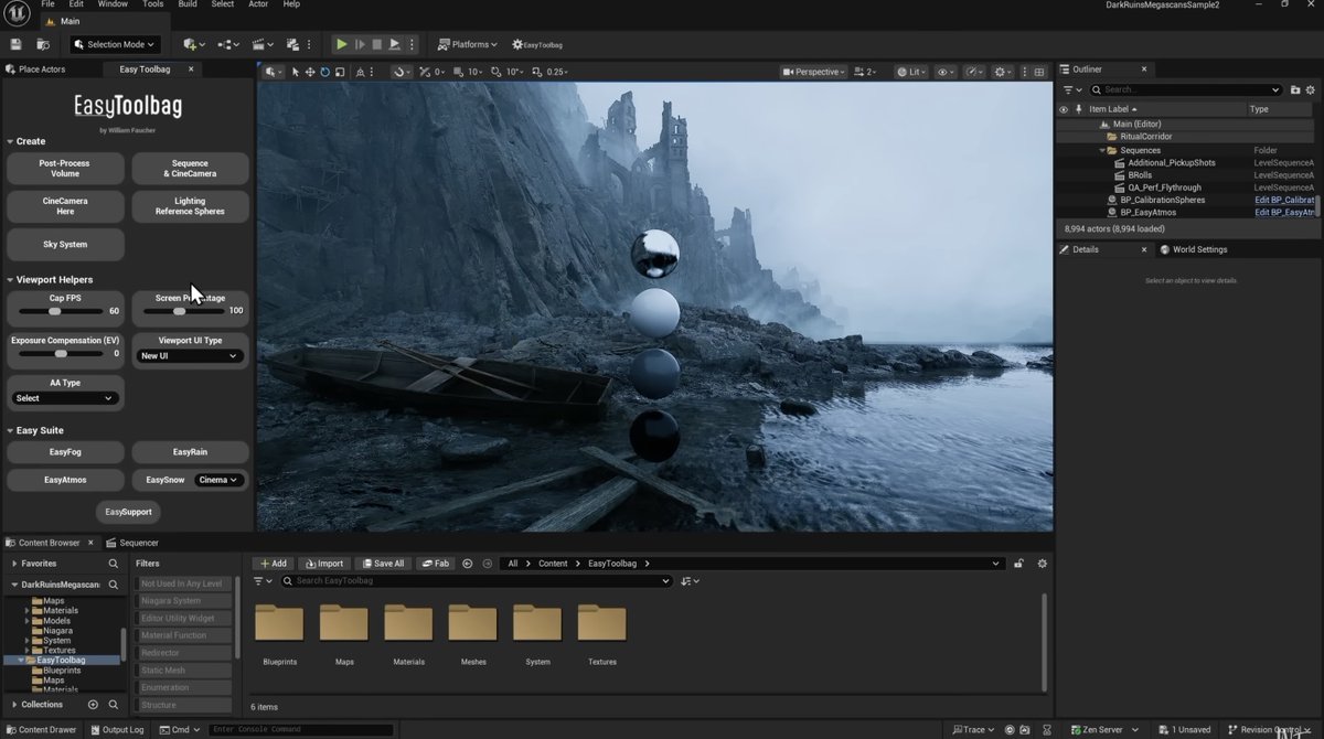 .<a href="/WillFaucherVFX/">William Faucher</a> released EasyToolbag, a built-in menu window for Unreal Engine 5 with shortcuts for tasks that would usually require a large number of clicks.

Get it here: 80.lv/articles/willi…