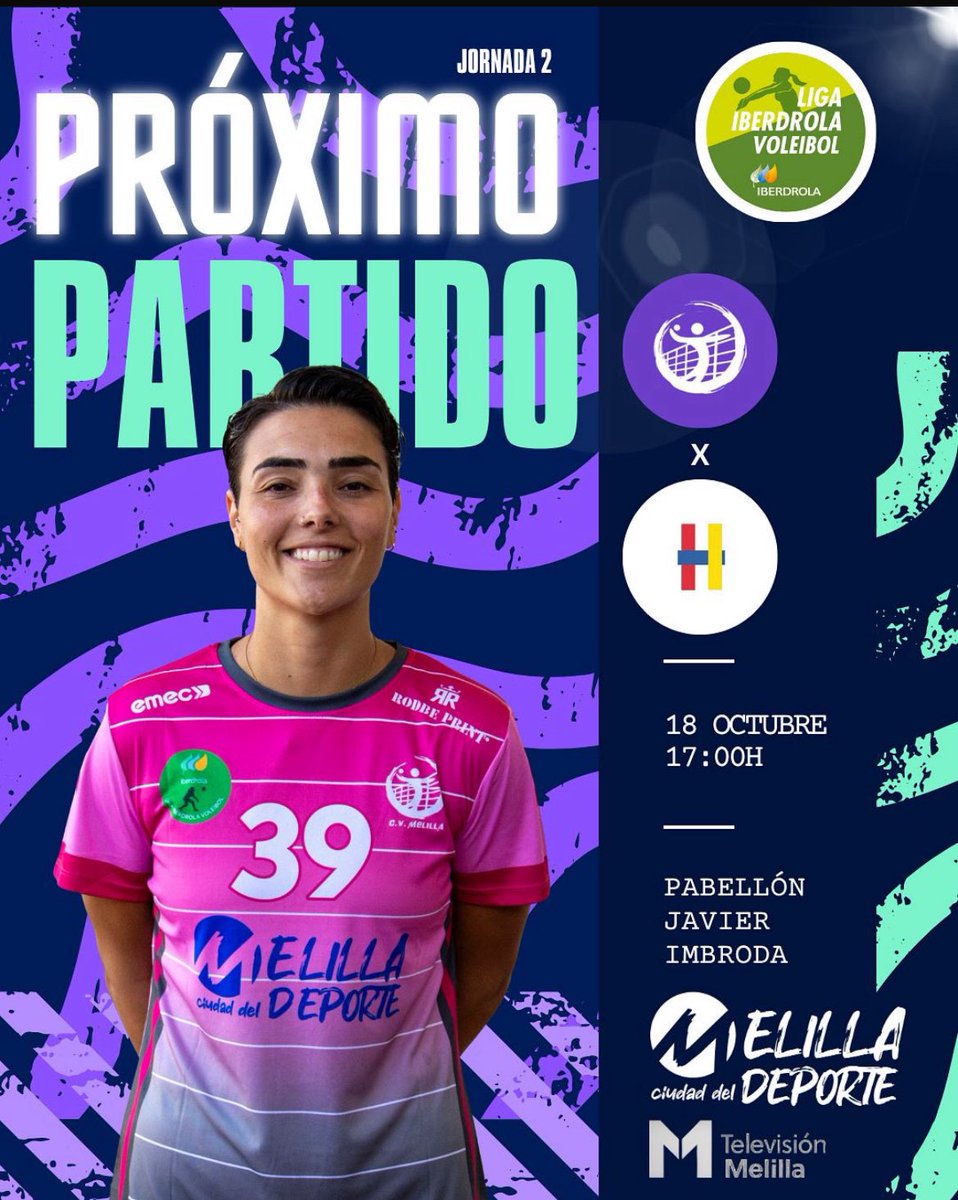 cvmelilla's tweet photo. ⚔️Jornada2 Liga @iberdrola🏐

Debut de las #Gladiadoras en el #JavierImbroda ante las Campeonas de Liga @CD_Heidelberg 

El mejor voley femenino de España 🇪🇸¿te lo vas a perder?

🗓️Sábado 18.10
🕕17.00H
🏟️J. Imbroda

@melilla_deporte 
@tv_melilla
@GobiernoMelilla 
@MelillaTurismo https://t.co/TD5dhDKMQy