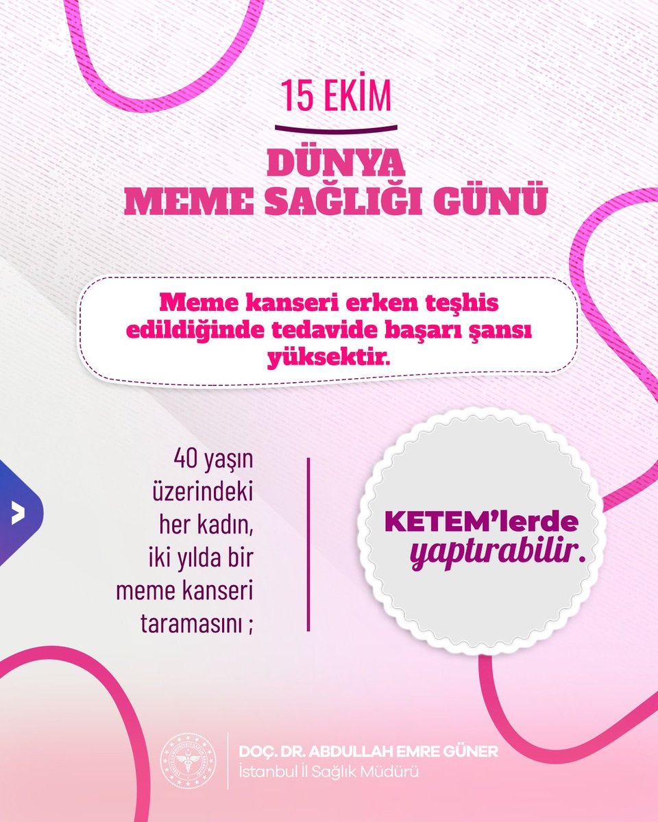 Meme kanserinde erken teşhis hayat kurtarır.

👉40 yaş üzerindeki kadınlar, iki yılda bir KETEM’lerimizde ücretsiz meme kanseri taraması yaptırabilir.

Sağlığınızı ertelemeyin, taramalarınızı düzenli yaptırın.