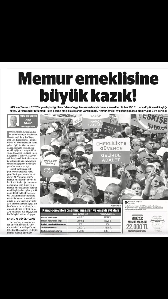 <a href="/erdogansuzer/">Erdoğan SÜZER</a> Gurur duyduğumuz herşey itibarsızlaştırılarak elimizden alındı.
Okumuş, 
yıllarca çalışmış, 
alnının akıyla Emekliliğe hak kazanmış bir 
Devlet Memuruyduk.
Sefaletimiz bir ek madde kadar yakınmış imtina ettigimiz koca kanunlarımız bizi korumaktan aciz kaldı. 
#EmekliMemur