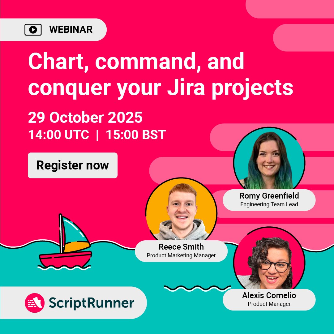 scriptrunnerhq's tweet image. Set sail to smoother Jira navigation! 🛳️
On 29 October at 15:00 BST, join our ScriptRunner experts for tips on mastering JQL and Enhanced Search—your compass for navigating even the stormiest Jira Cloud projects.
ow.ly/fqeO50X4Osj