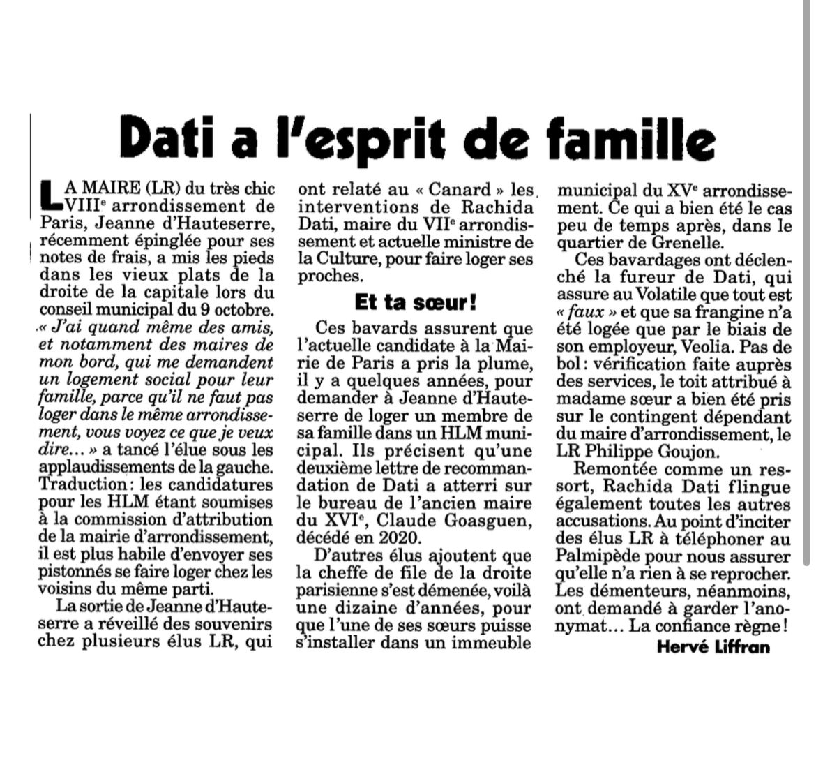 Pour Dati et son clan, au conseil de Paris, c'est toujours non, non, et encore non à la création de logements sociaux !
SAUF... Quand il s'agit de la famille Dati bien sûr ! 
Les petits intérêts privés avant l'intérêt général, c'est le seule règle qui vaille pour ces gens-là.