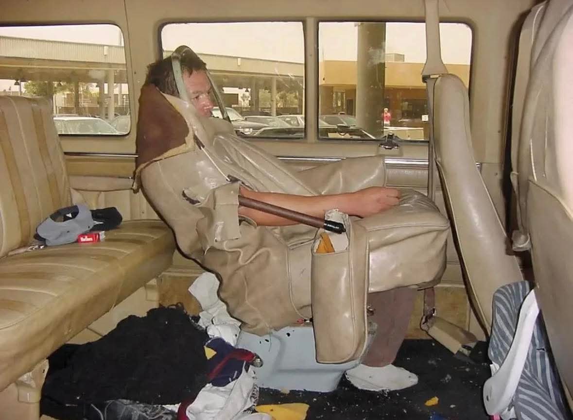 In 2001, a man attempted to enter the US undetected by being sewn into a car seat. However, his disguise as a passenger seat was wholly ineffective and immediately ended his attempt..... 

In 2001, border patrol agents at a U.S. checkpoint made a discovery that was as surprising