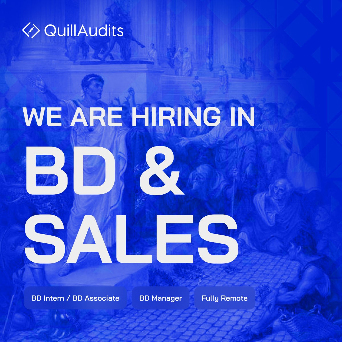 QuillAudits_AI's tweet image. GM, frens.
We're on a mission to secure the $200B crypto industry and we need your help to do so. We can't do it all alone.
We're actively looking for two high-agency and impact-driven Business Development and Sales Managers at @QuillAudits_AI to help us in our mission of…