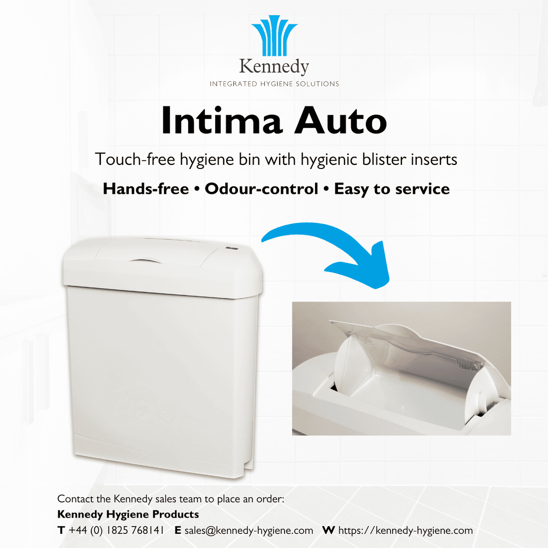KennedyHygiene's tweet photo. Our Intima Auto is a touch-free, hygienic bin, ideal for sanitary disposal, including male incontinence products.

It features a hygienic blister insert for safer servicing.

https://t.co/1LWOb2xJbL

#NoTouch #SanitaryDisposal #IncontinenceCare #WashroomSolutions https://t.co/xT89DmFIU1