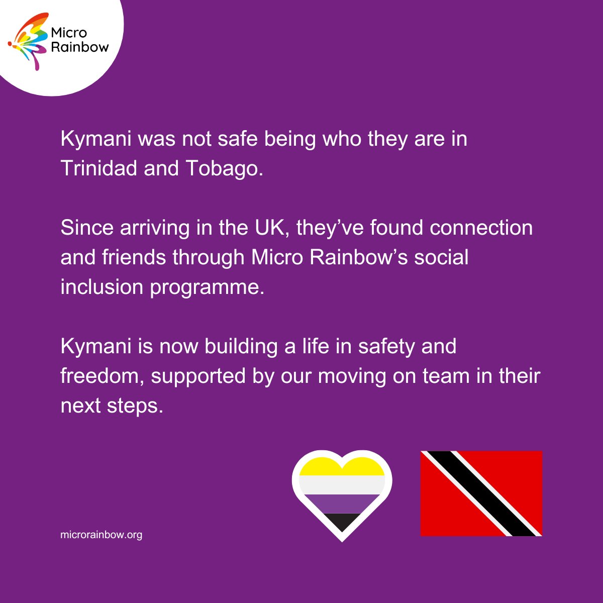 MicroRainbow's tweet photo. Congratulations to Kymani, a #non-binary person from Trinidad and Tobago, who has just been granted #refugee status! π³οΈβπ
Now they can begin rebuilding their life in safety and dignity π
π Help us support more people like Kymani π https://t.co/IoveKYcnWT
#ChangingLGBTQILives https://t.co/VIHHYdNkYv