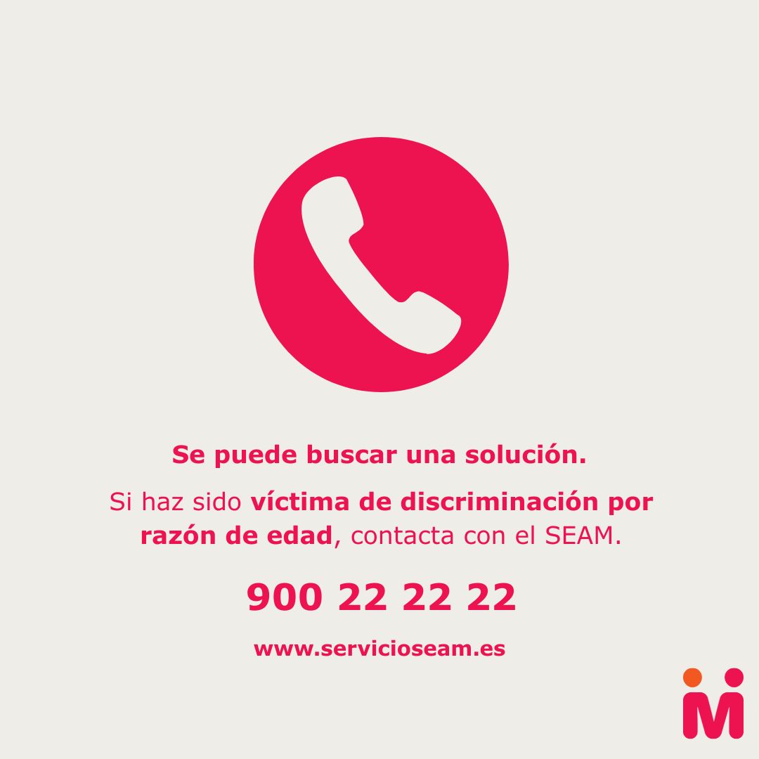 🗣️ Tu voz es fundamental.
A veces, lo más difícil es reconocer que algo no está bien.
En el #SEAM te acompañamos para que puedas defender tus derechos frente a cualquier situación de #discriminación por edad.
📞 Línea gratuita: 900 22 22 22 | L-V 9-17 h