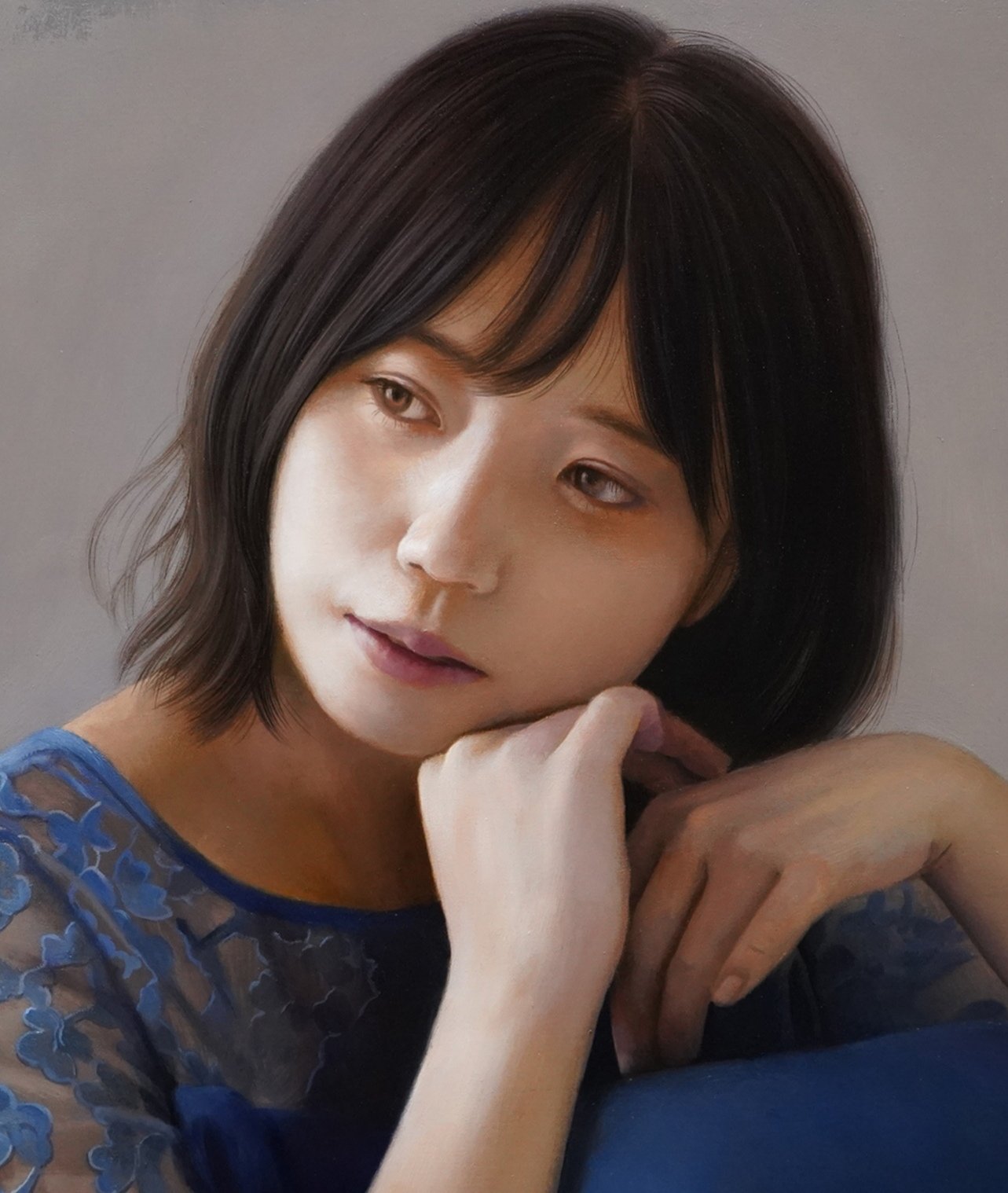 写実画ヨアンナ・ティウニン【雪の街角】油彩画 Eternity in a Moment