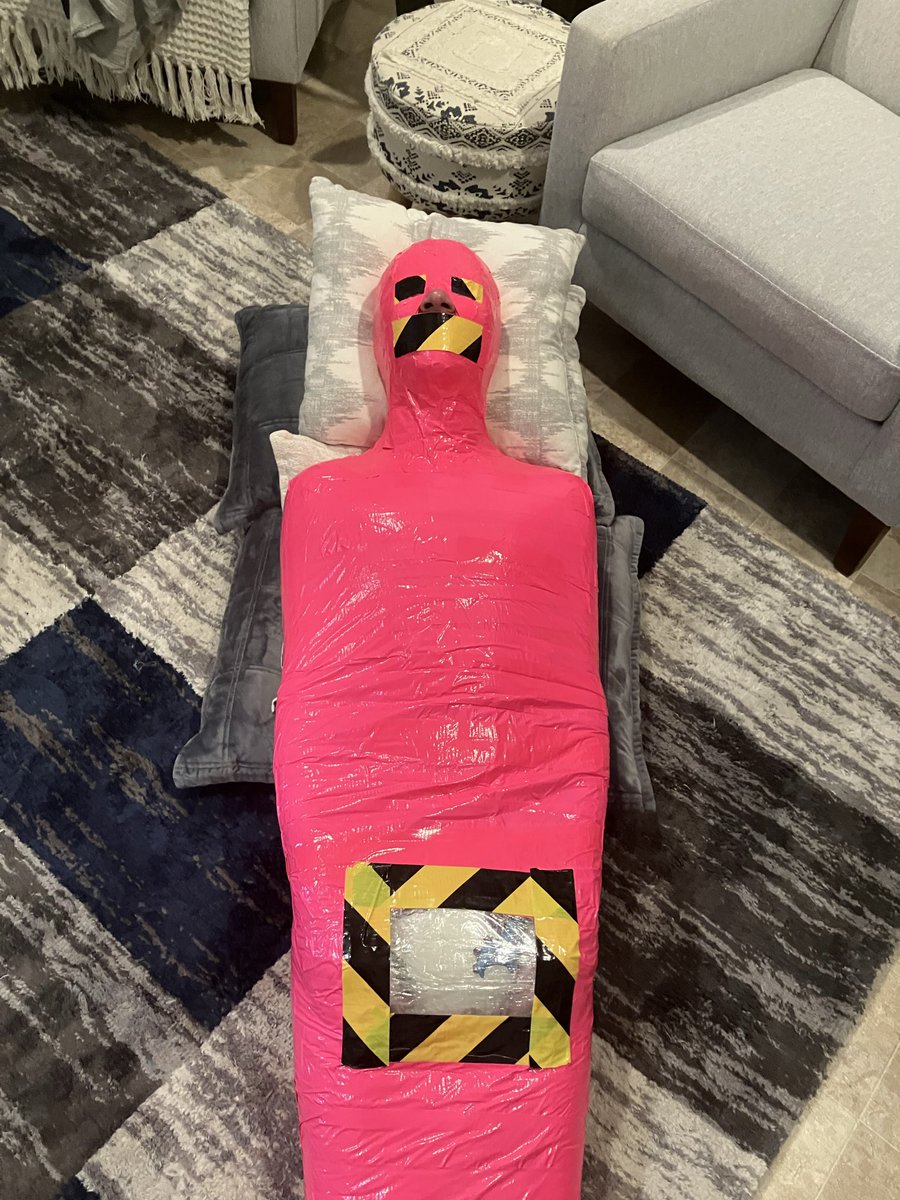 Some more pics of me in my mummification. This was by far one of the most restrictive ways I’d ever been restrained. I couldn’t move a single muscle. Wearing a thick diaper inside, there was no need to let me out for hours and hours