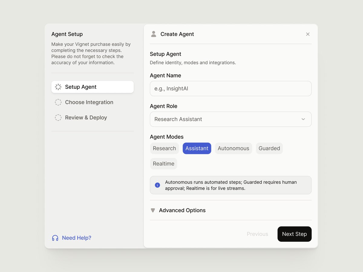 halil_works's tweet image. Agent creation modal ✨