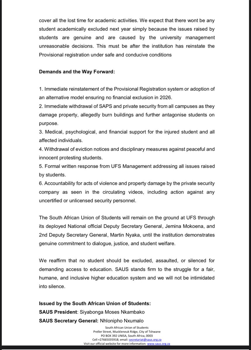 South African Union of Students tweet media