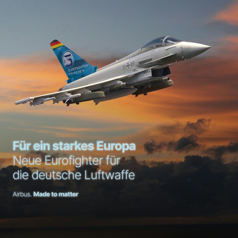 AirbusDefence's tweet photo. 20 neue Eurofighter für Deutschland: die Tranche 5 sichert europäische Souveränität und baut die technologische Brücke in die Zukunft.