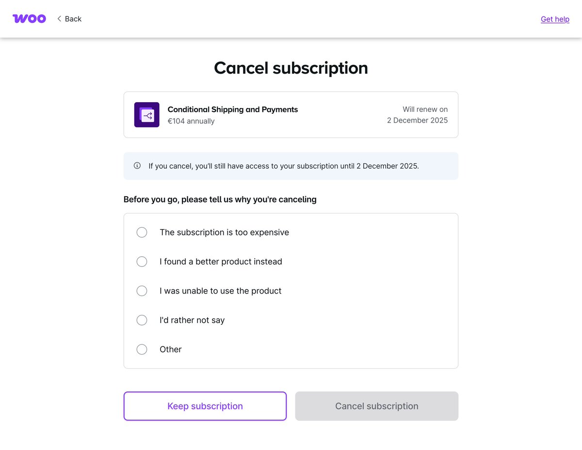 KatieKeithBarn2's tweet image. Just cancelled 4 @WooCommerce extension subscriptions for a client I no longer work with. Took less than 2 minutes and I liked the clear, one-page cancellation form. So much easier to cancel than Easy Digital Downloads 🚀