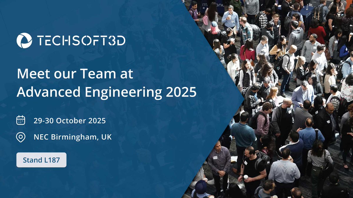 TechSoft3D's tweet image. Only 2 weeks until Advanced Engineering UK!
𝗪𝗶𝗹𝗹 𝘆𝗼𝘂 𝗯𝗲 𝗮𝘁𝘁𝗲𝗻𝗱𝗶𝗻𝗴? Come and join us at 𝗦𝘁𝗮𝗻𝗱 𝗟𝟭𝟴𝟳 to explore how you can get more value from your 3D designs.
🔗 Get Event Details & Connect: hubs.ly/Q03NFyNM0
#AEUK25 #ukmfg #AdvancedEngineering