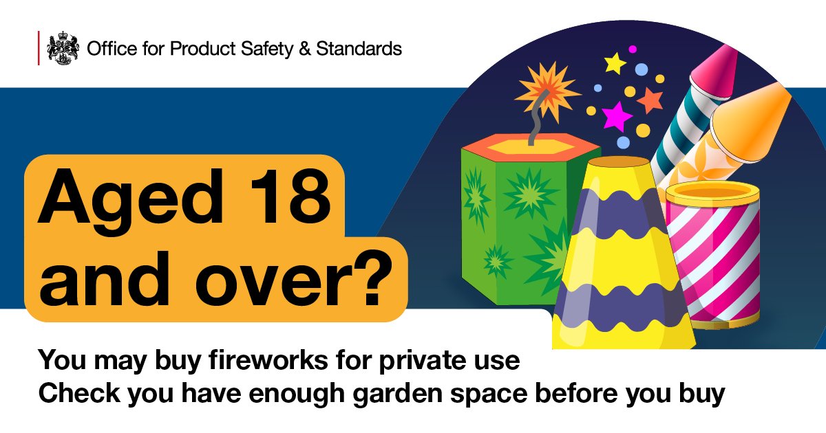 🎆 Planning to use fireworks at home?
If you're aged 18 or over, you're legally allowed to buy fireworks for private use, but safety comes first. Make sure you have enough garden space to use them responsibly and keep everyone (including pets!) safe.
🔗 For full guidance, visit: