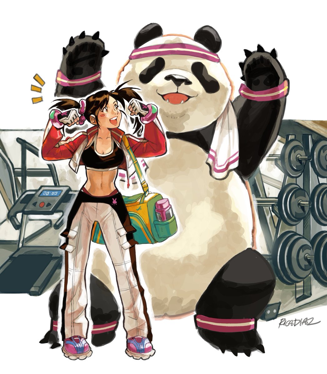 wwofmoi's tweet image. Xiaoyu and Panda reminding you to get those gainz! 💪