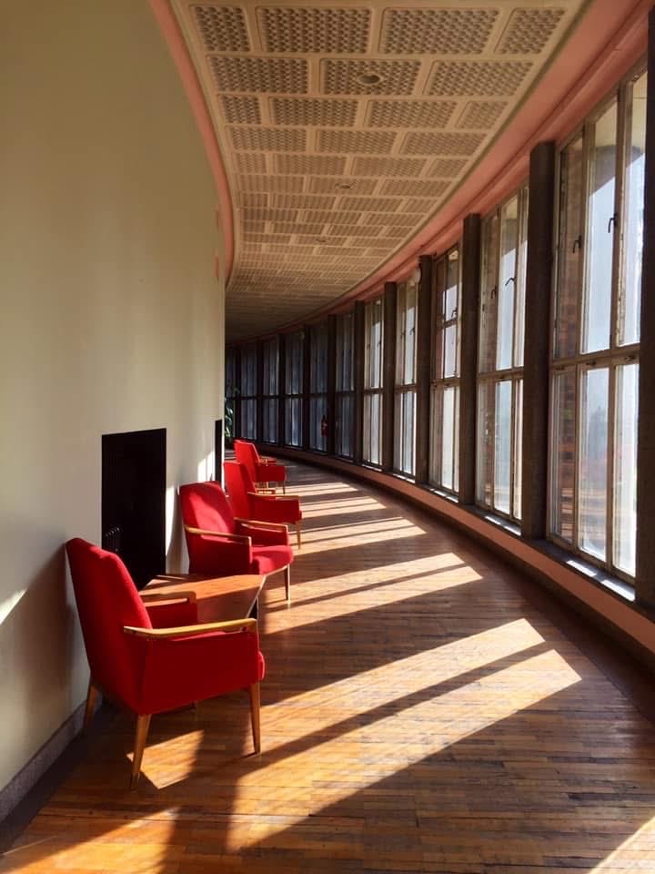 Inside Funkhaus Berlin— a 1950s GDR broadcasting house, still in operation, with a foyer floor made from marble stolen from Hitler’s Chancellery; walls of rare Russian wood that’s stuffed with horse hair for additional soundproofing, and incredible acoustic design throughout.