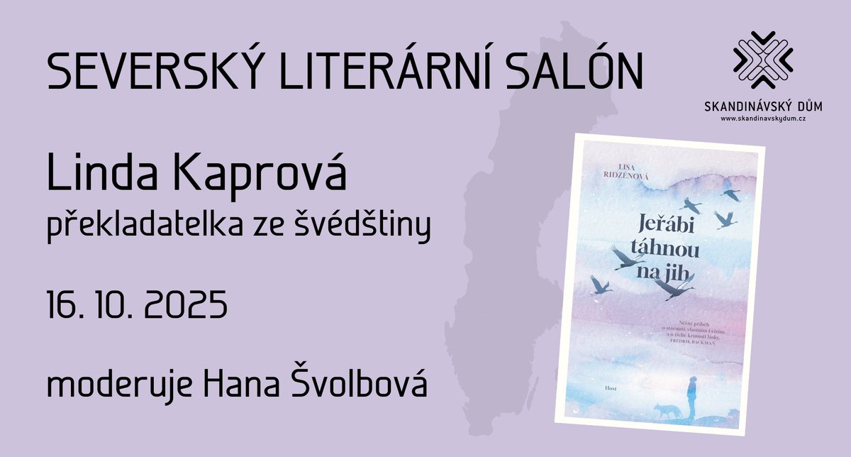 Už zítra představí Linda Kaprová v Severském literárním salónu dojemný debut švédské autorky Lisy Ridzén Jeřábi táhnou na jih. Křehký příběh o touze získat moc nad vlastním osudem se stal švédskou knihou roku 2024, česky vyšel letos v <a href="/hostbrno/">Nakladatelství HOST</a>. Ve 20.00 na FB <a href="/SkandinavskyDum/">Skandinávský dům</a>.
