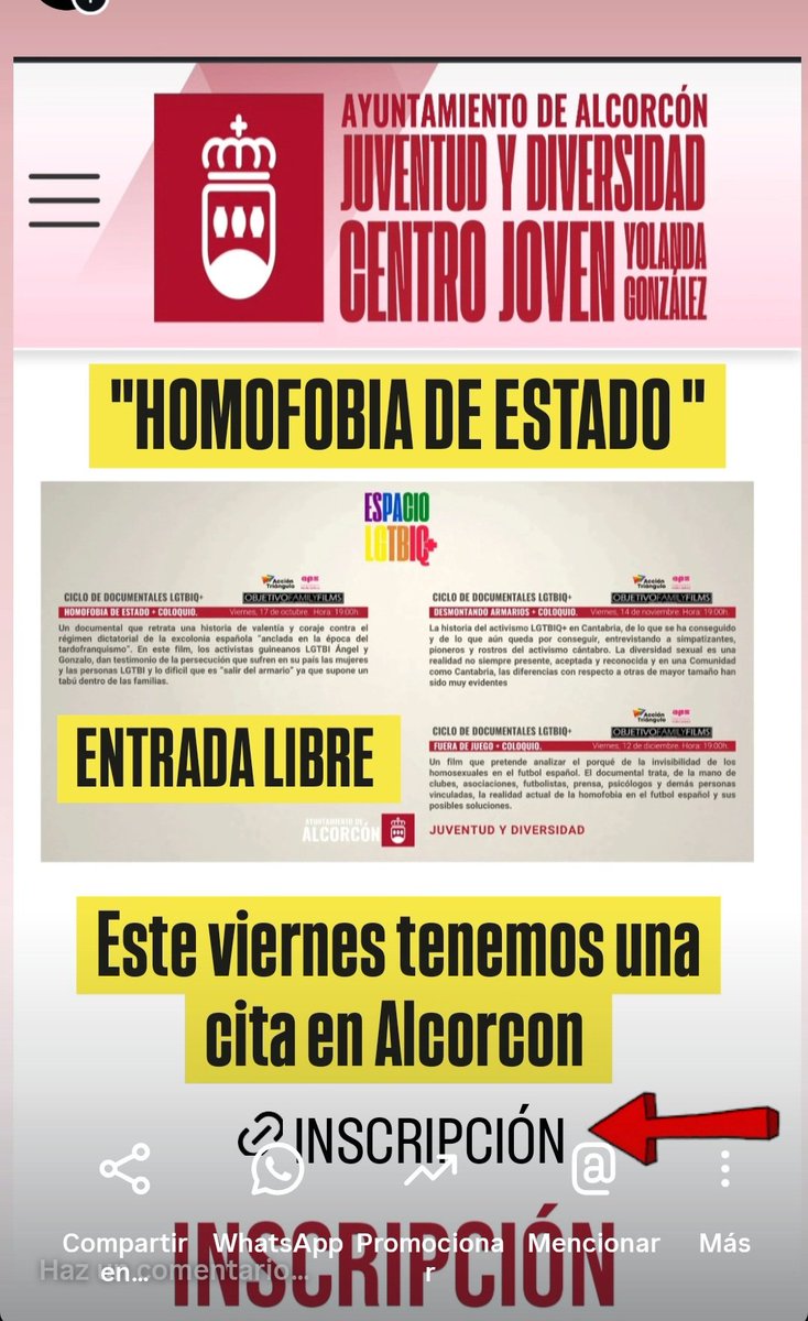 Este viernes os esperamos en #Alcorcon.  Proyección y coloquio de "HOMOFOBIA DE ESTADO " con <a href="/RichardZubelzu/">Richard Zubelzu</a> <a href="/gerjopm/">Gerardo José Pérez Meliá</a> y <a href="/magdacalabrese/">Magda Calabrese</a> .
ENTRADA LIBRE. INSCRIBETE! 👇juventudalcorcon.com/es/juventud-al…
