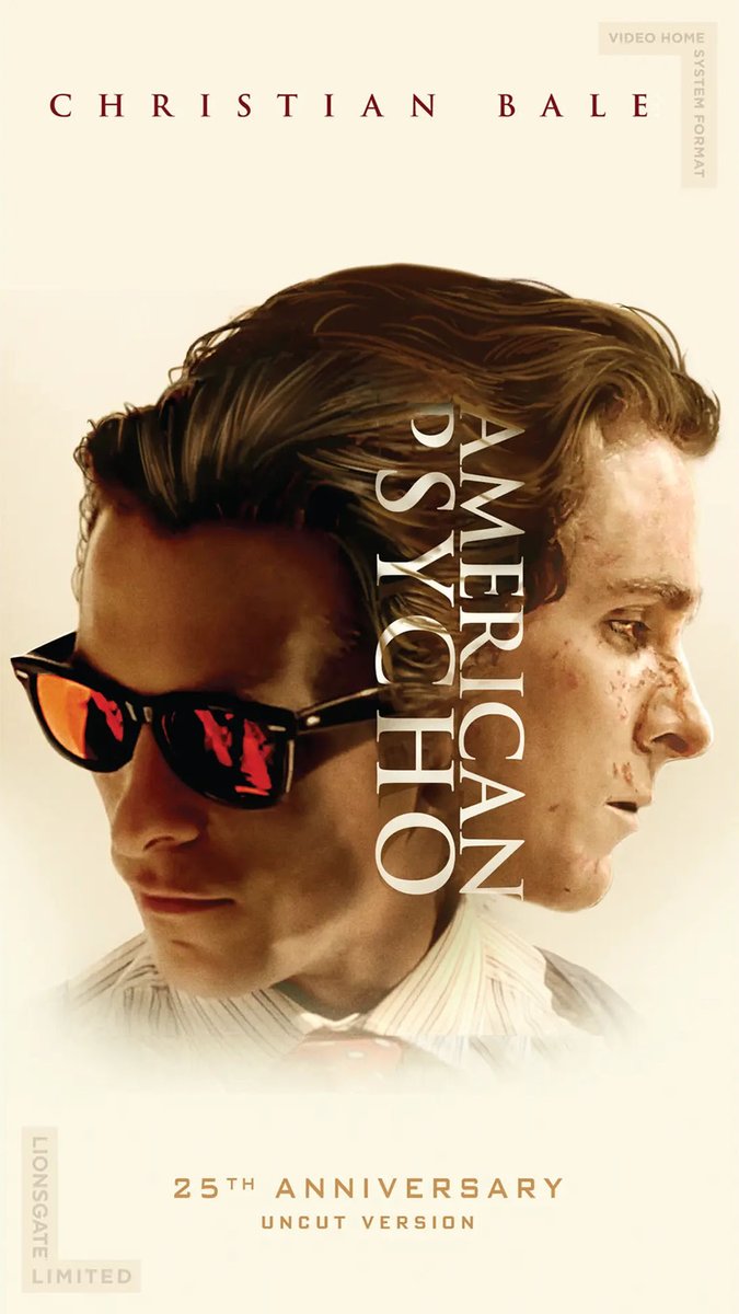 AMERICAN PSYCHO celebrates its 25th anniversary on 4K UHD with new and archival extras from Lionsgate Limited.

The film is also returning to VHS!