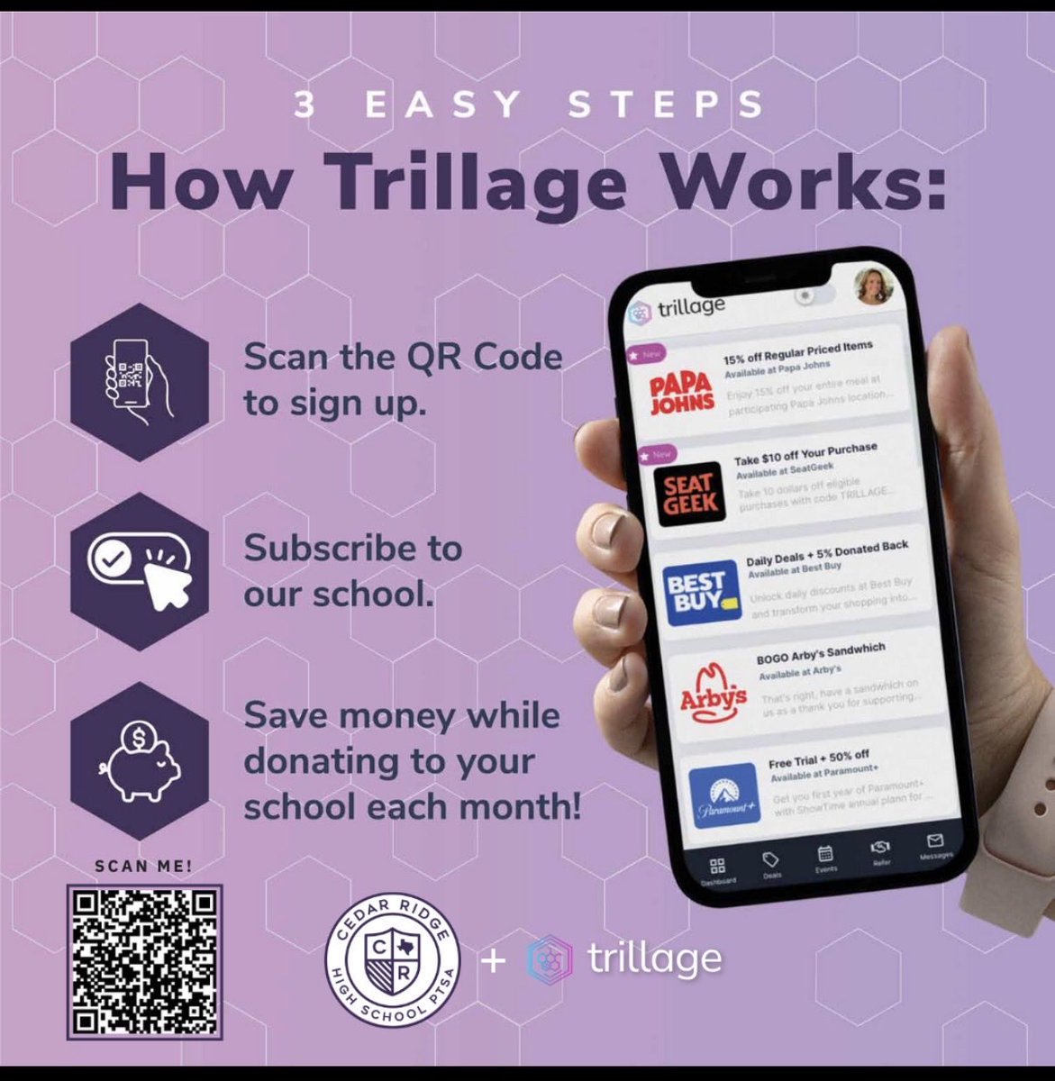 Fundraising with Trillage! Your monthly subscription saves you money and fuels our budget!