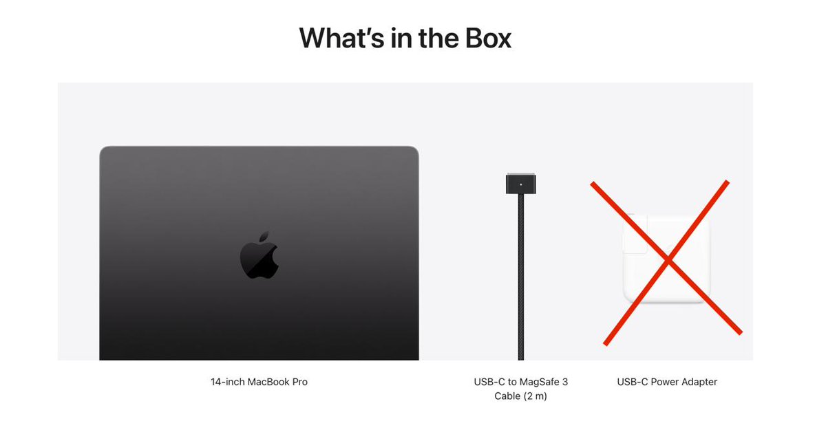 Apple has removed the charger from the M5 MacBook Pro box in European countries including U.K., Ireland, Germany, Italy, France, Spain, Netherlands, Norway and others