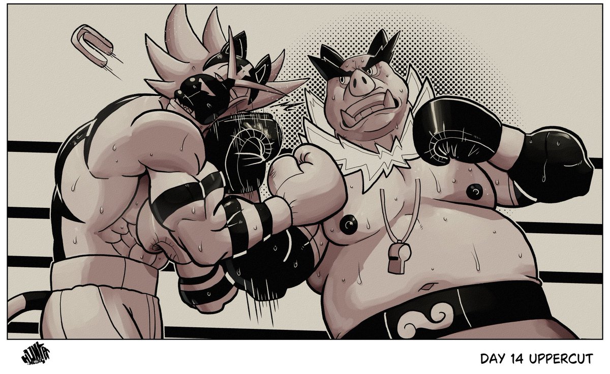 this one took a bit but I wanted to make it a little special since I was in an emboar mood.
Day 14 of fightober is here and its got a boar in it...boartober you might even say. hes showing his students that this old pigs still got it 😤😤😤