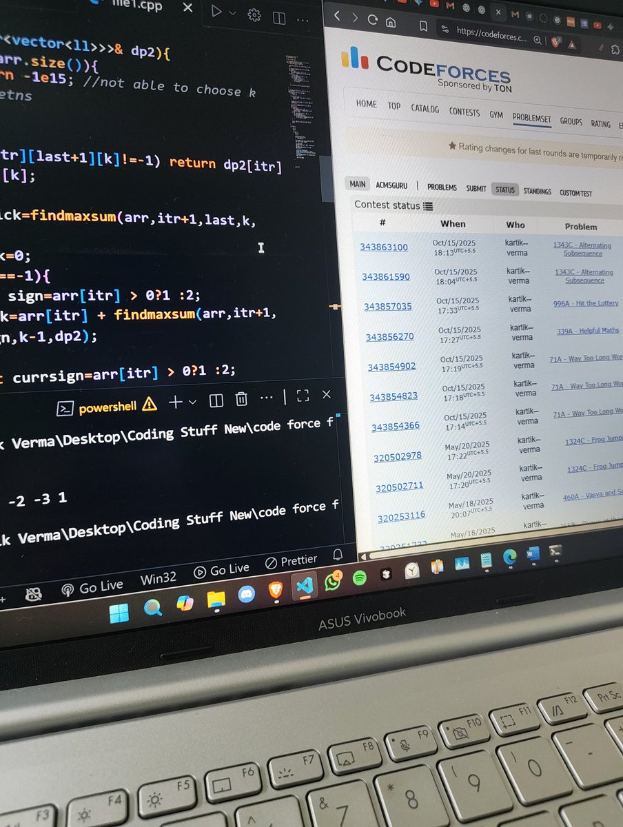 kvv6677's tweet image. After months of procrastination on codeforces , finally decided to start again along with my regular leetcode,
#DSA #datastructuresandalgorithms