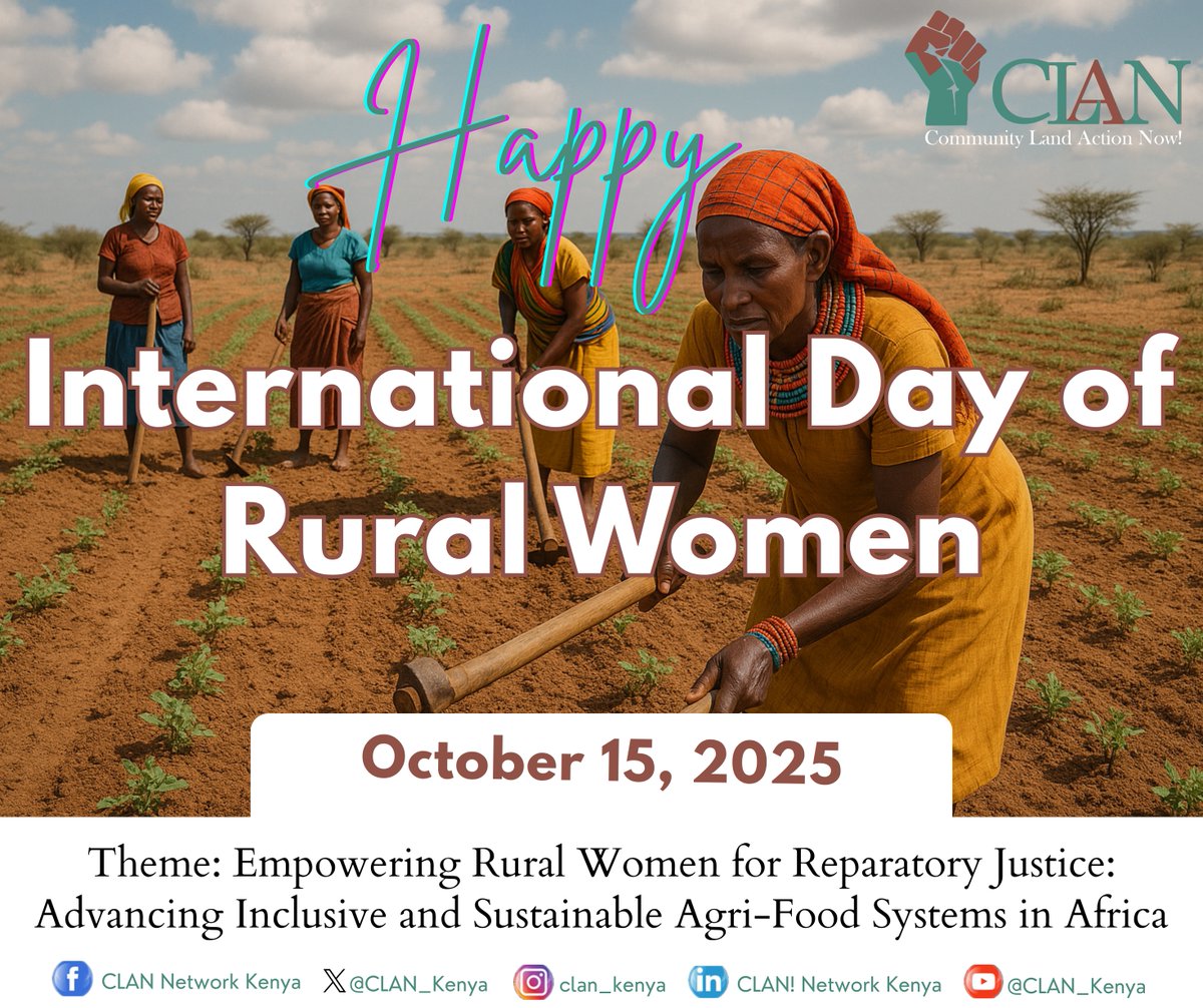 Happy International Day of Rural Women 🫶 

🌍 On this #DayOfRuralWomen, we celebrate the strength and leadership of rural and indigenous women who sustain families, protect biodiversity, and drive food systems. 

At <a href="/CLAN_Kenya/">CLAN! Network Kenya</a> ✊ we stand for:
✅ Women’s land rights &amp;