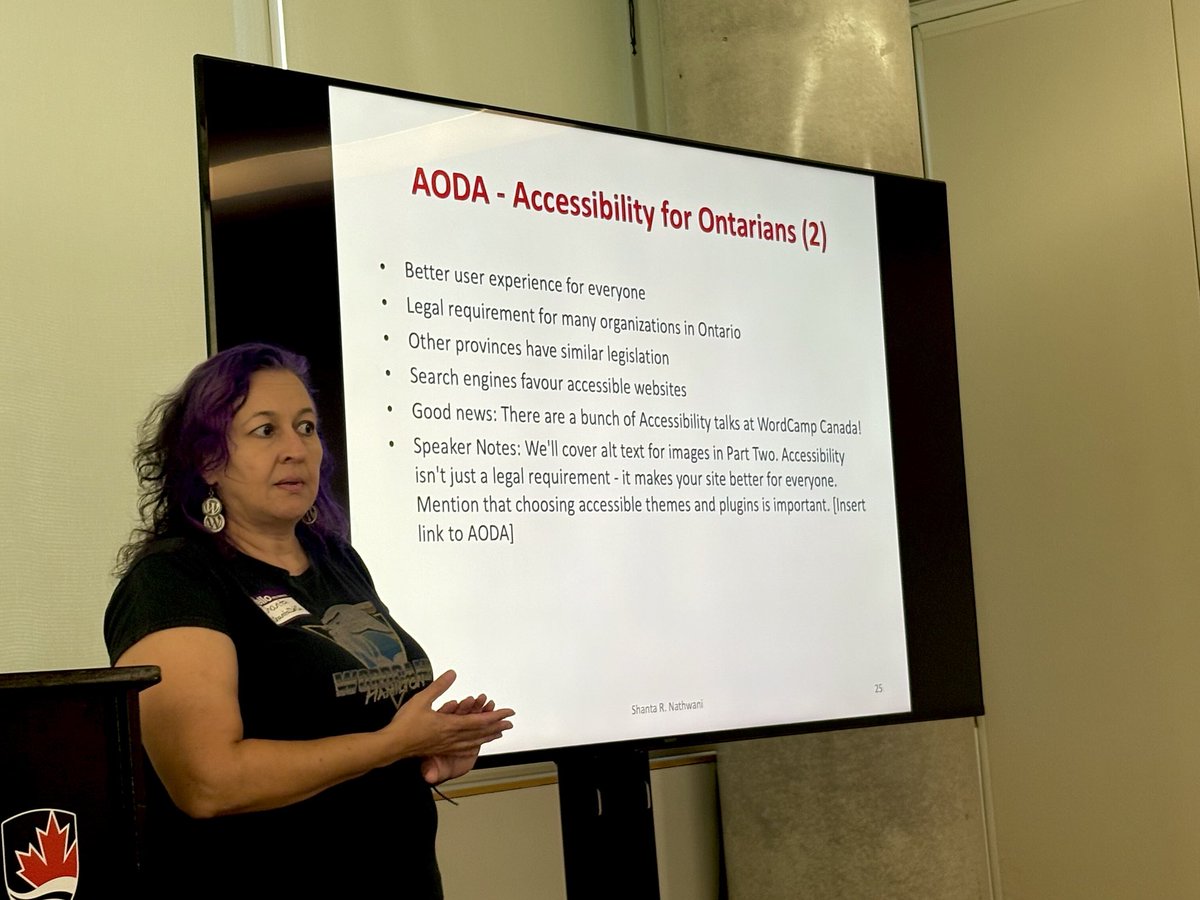 JoeSimpsonJr's tweet image. “Accessibility should be a part of everything you build,” Shanta R. Nathwani eloquently onboards new @WordPress users during @WordCampCanada Contributor Day.