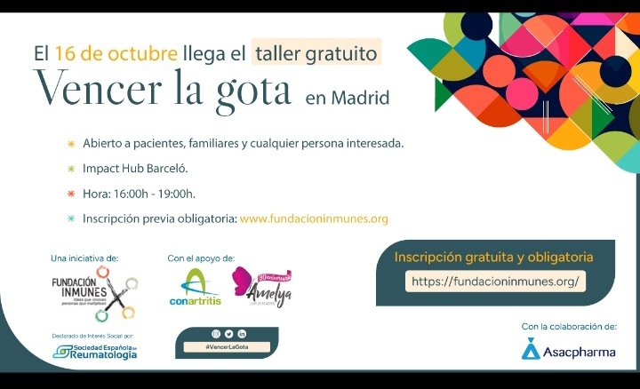 cesardiaztorne's tweet image. Queda solo un dia para el taller gratuito para personas con gota.¿Sabíais que la dieta no es lo mas importante para tener gota? 
¿Sabíais que la gota se cura?¿Sabíais que en la mayoría de casos és fácil?
¿Queréis saber como? Todavía quedan plazas libres para el taller! Apuntaros!