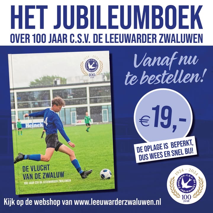 LwdZwaluwen's tweet image. 📖⚽ 𝗛𝗲𝗯 𝗷𝗶𝗷 '𝘁 𝗷𝘂𝗯𝗶𝗹𝗲𝘂𝗺𝗯𝗼𝗲𝗸 𝗮𝗹? | Als echte (oud-)Zwaluwenspeler mag dit boek niet ontbreken bij jou thuis! Je kunt 'm in het Zwaluwnest kopen en je hebt 'm voor maar € 19! 
Online bestellen kan ook: teamshop.nl/jubileumboek-d…