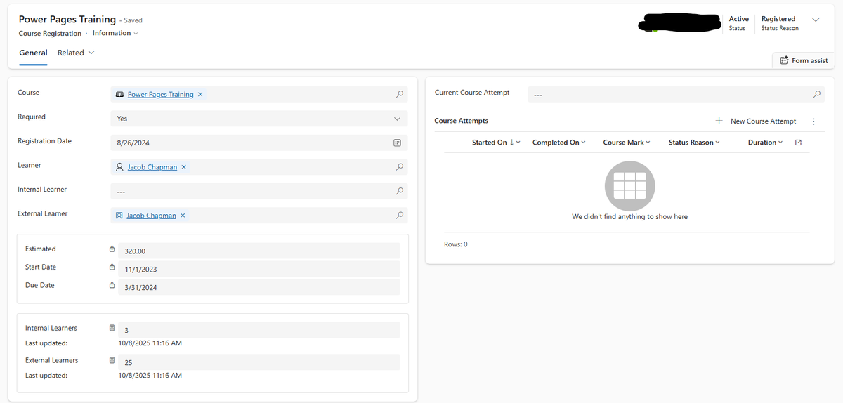 Engineered_Code's tweet image. Managing training just got easier.
With ecLearn, administrators can track course registrations, learner progress, and completion — all directly within Microsoft Dataverse.
✅ Register learners (internal or external)
✅ Monitor course attempts and completion
✅ Keep data…