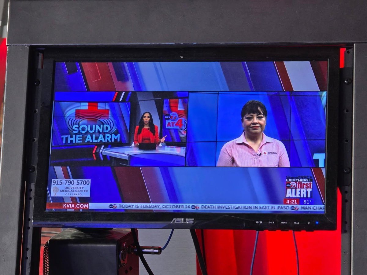 A big thank you to KVIA ABC-7 for welcoming our West Texas Chapter Executive Director, Anna Apodaca, on air to share details about our upcoming Sound the Alarm event in El Paso — happening this Saturday, October 18! 🚨 Want to volunteer? Learn more at rdcrss.org/3IrgNr1.