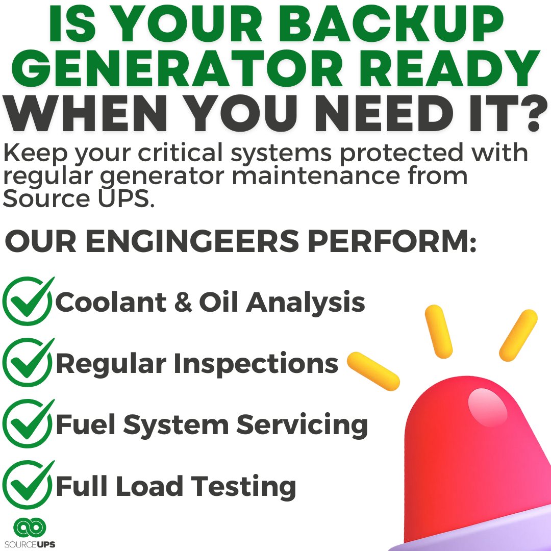 SourceUPSLtd's tweet image. Will your generator be ready when it matters most? ⚡
 Source UPS keeps your systems reliable with expert maintenance, testing, and servicing — so your power’s always protected.
🔗 sourceups.co.uk
#SourceUPS #PowerContinuity #Engineering #Maintenance