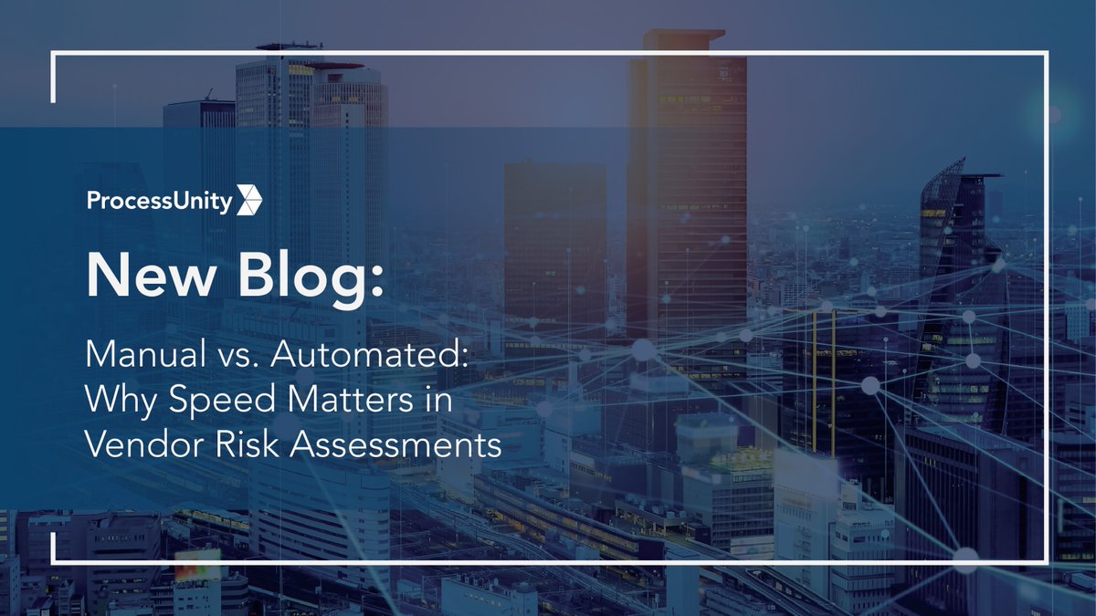 ProcessUnity's tweet image. Manual assessments = delays.
Automated assessments = speed + accuracy.

Learn why automation is essential in TPRM:
processunity.com/resources/blog…