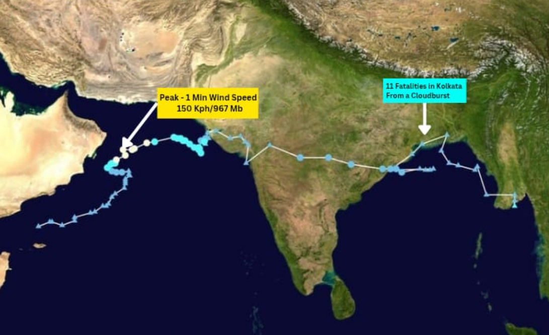 🚩 متابعة/ بعد رحلة طويلة ل #شاكتي والتي بدات من مينمار على هيئة منخفض مداري ثم الهند وادّت إلى 11 حالة وفاة هناك ثم بحر العرب وتطور الحالة إلى اعصار مداري #شاكتي ثم الضعف التدريجي وبقاء المنخفض والاضطراب حتى يوم امس لينتهي نهائيا بعد ان استمر اكثر من 19 يوما كنظام مداري..