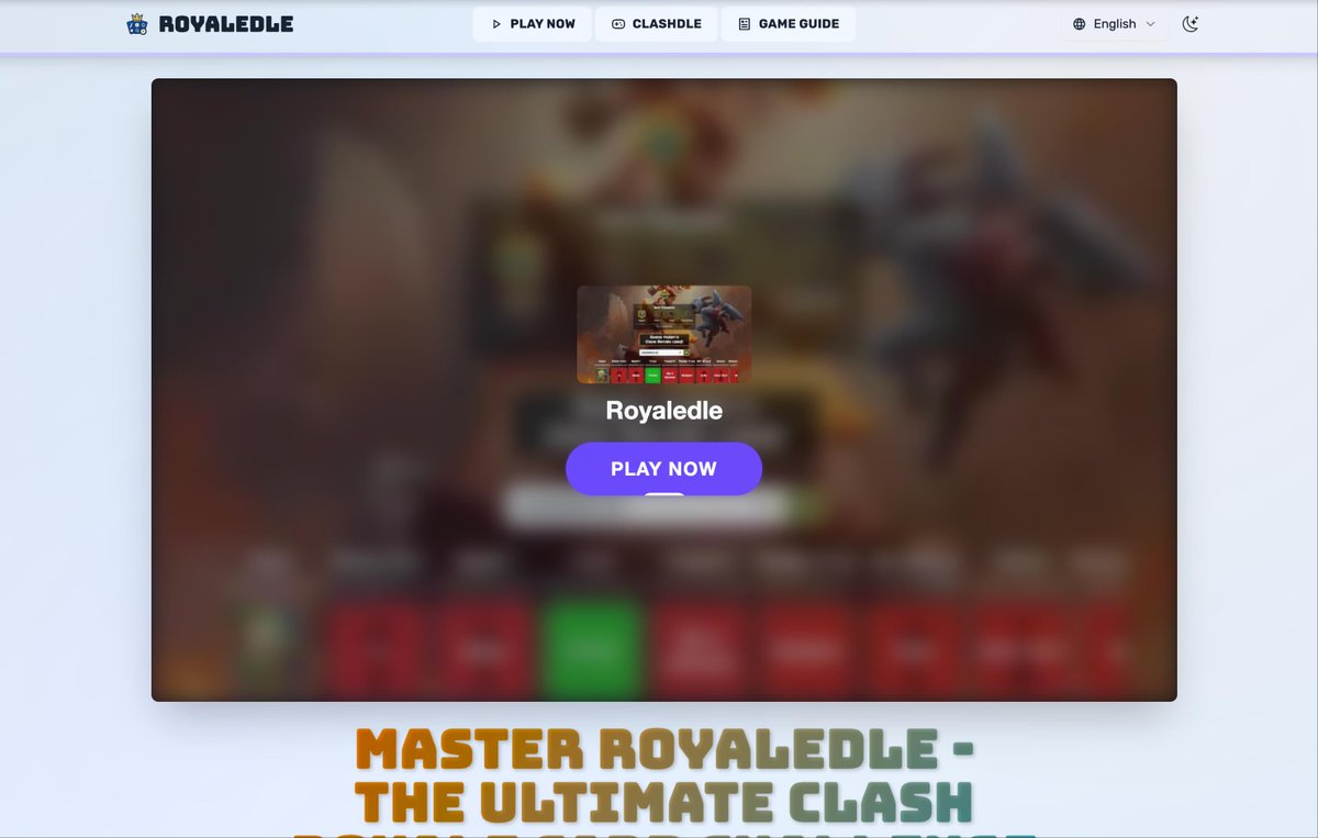 sideprojectors's tweet image. Side project showcase - check out royaledle - Royaledle - Daily Clash Royale Card Guessing Puzzle Game - sideprojectors.com/project/66353/… @sideprojectors #sideproject #makers #entrepreneur #royaledle @royaledle