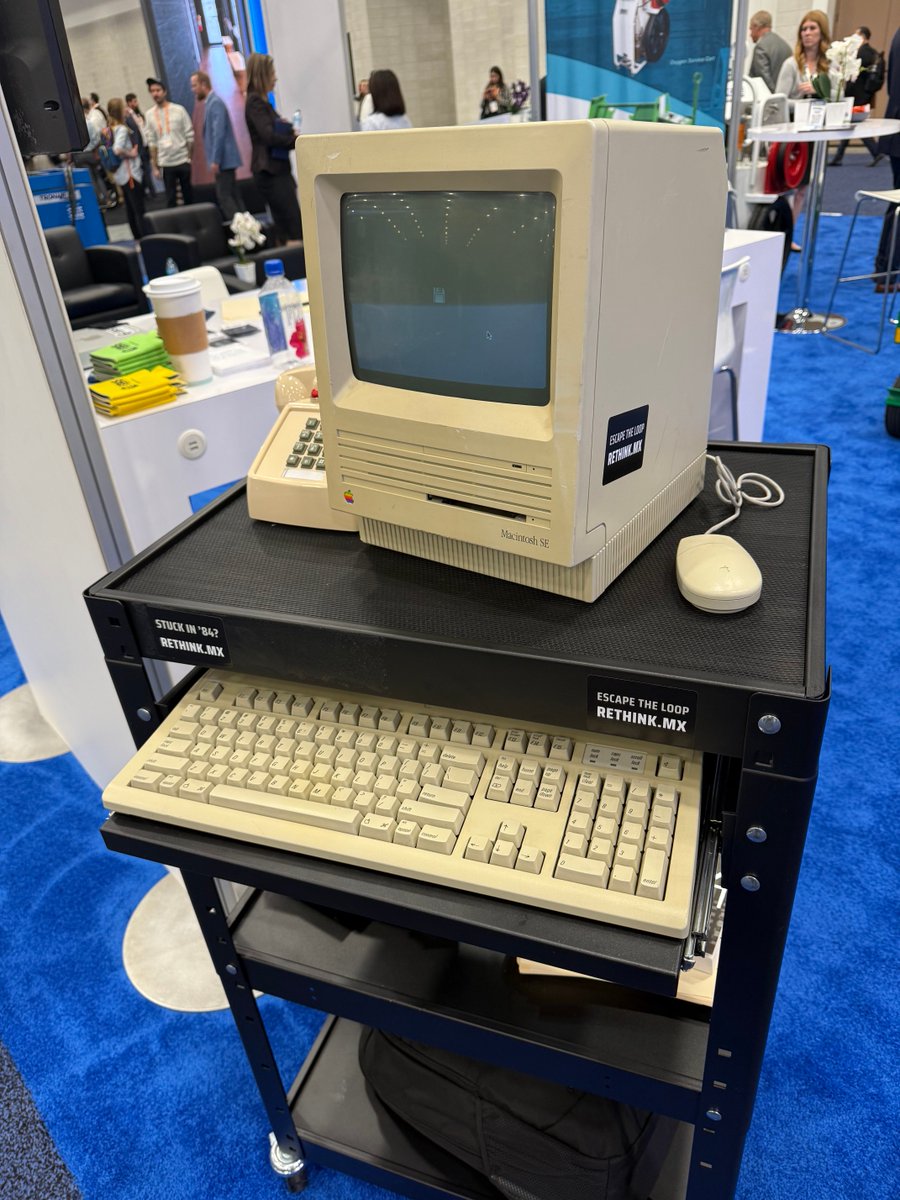 EBISSoftware's tweet photo. Throwback to the 80s! This Macintosh SE at our booth isn’t just nostalgic; it highlights how tech transformed our work habits. Just like then, we’re embracing simplicity and design with Rethink—our initiative to challenge the status quo in aviation maintenance software.
#NBAA2025 https://t.co/Ph8bOqU9g5