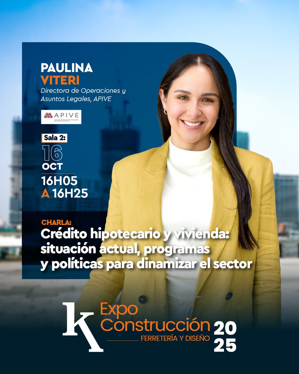 #APIVE estará presente en #ExpoConstrucción2025, un importante encuentro del sector de la construcción, ferretería y diseño.

Te invitamos a ser parte de nuestra charla “Crédito hipotecario y vivienda: situación actual, programas y políticas para dinamizar el sector”, con Paulina