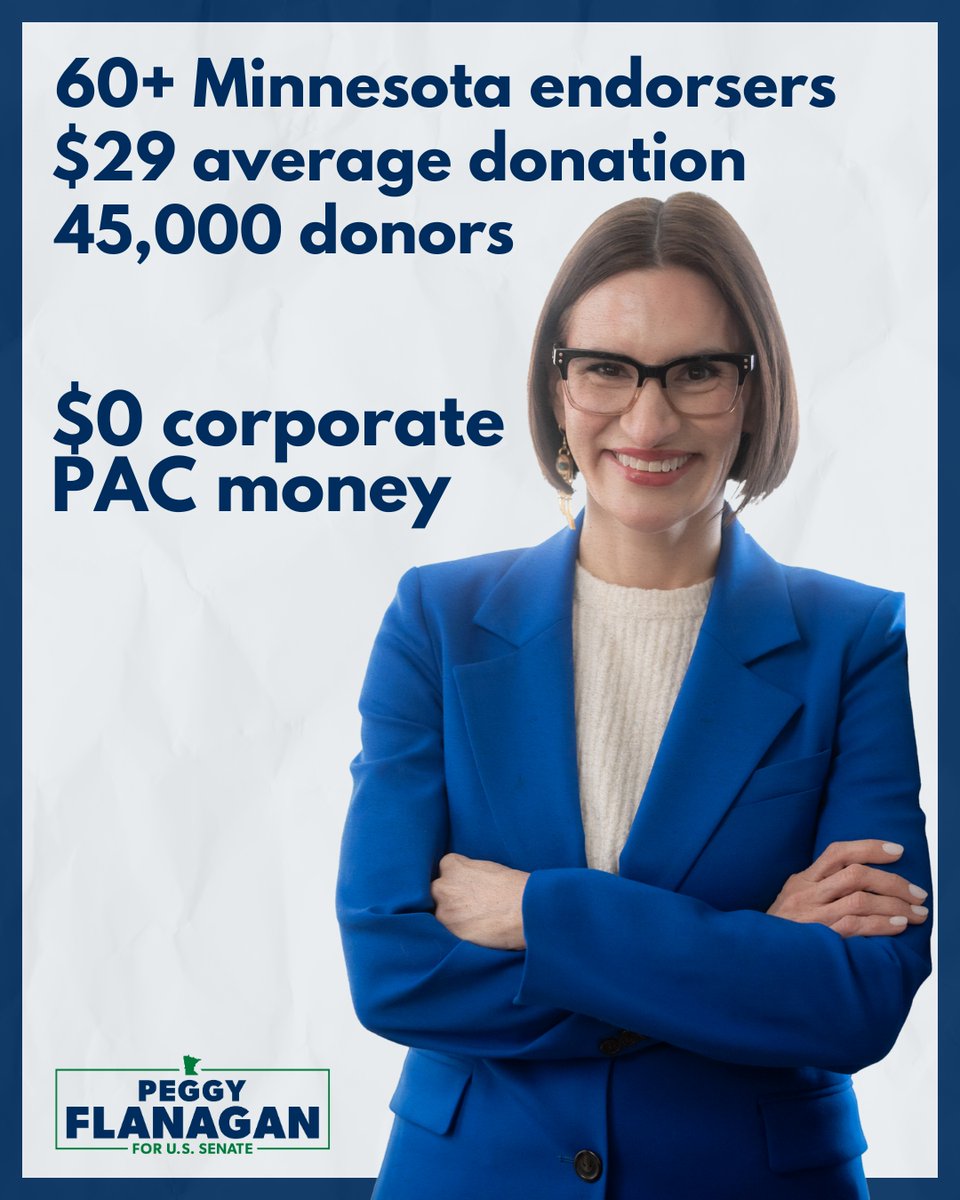 I'm so proud of this grassroots campaign. Not a cent of corporate PAC money, just a movement by and for Minnesotans.
