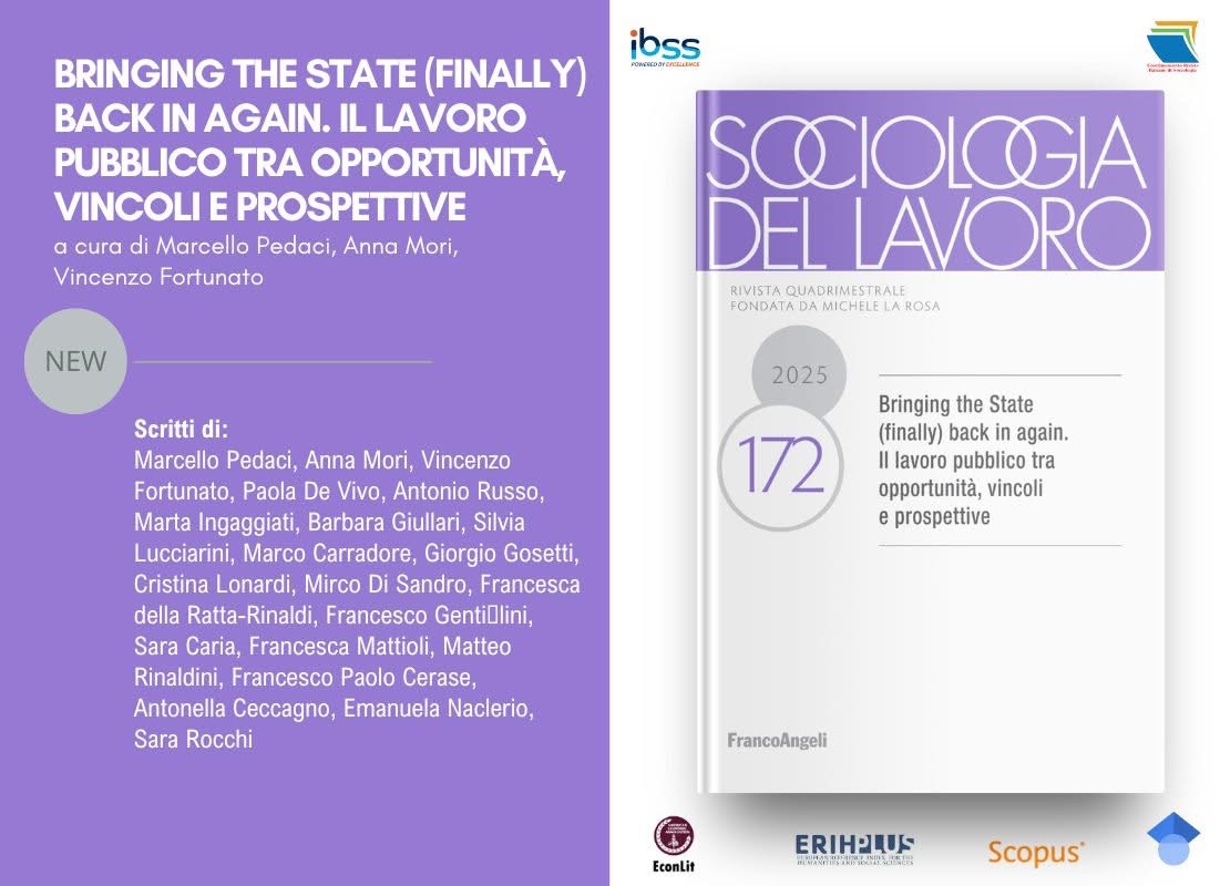 È online il fascicolo n. 172(2)/2025: Bringing the State (finally) back in again. Il lavoro pubblico tra opportunità, vincoli e prospettive, a cura di Marcello Pedaci, Anna Mori e Vincenzo Fortunato.
Info: francoangeli.it/riviste/Sommar…
#public #employment  #administration #reforms