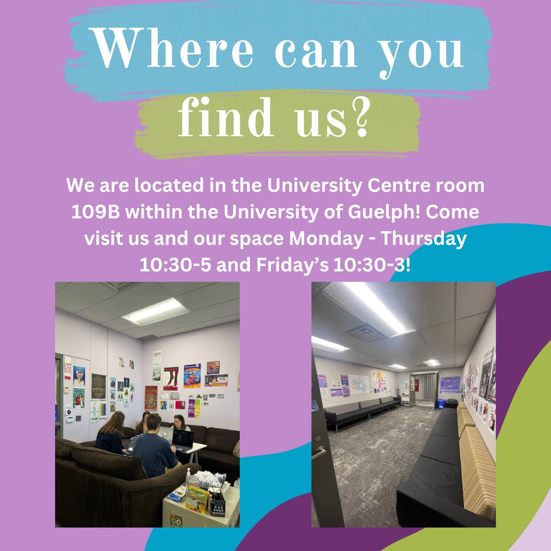 Get to know GRCGED 💜💚💙

GRCGED is the Guelph Resource Centre For Gender Empowerment and Diversity! We are open Monday to Friday and everyone is welcome in our safe space and to use our resources! More information about these resources and ways to get involved is on the way!