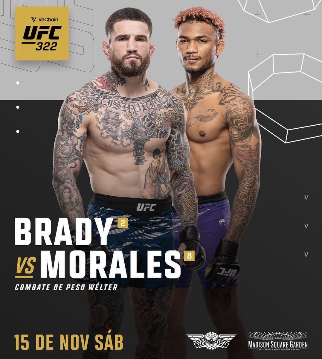 ATENTO ECUADOR 🇪🇨👀
Vuelve EL MÁS ARRECHO al Octagono. Michael Morales vs Sean Brady en 15 de Noviembre en Nueva York #UFC322 🗽