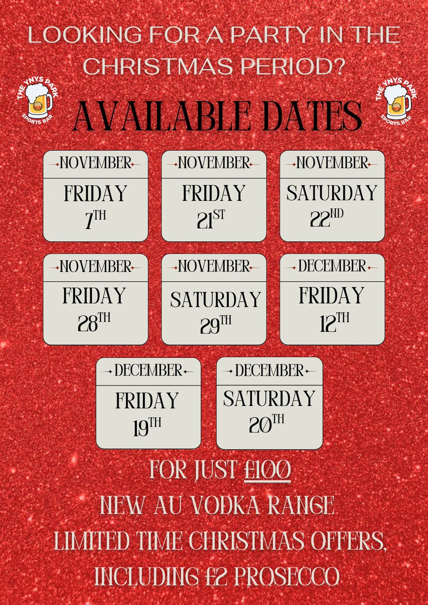 Looking for a party in the Christmas period 🎄

We have a variety of dates for you!

Message us to book 📆