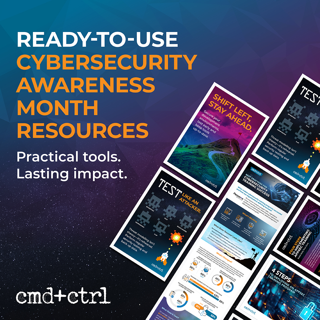 Cybersecurity Awareness Month is in full swing. Keep your momentum going. 🔐

Get CMD+CTRL’s free toolkit with ready-to-use guides and materials to build lasting security habits:

👉 cmdnctrlsecurity.com/cybersecurity-…

#CybersecurityAwarenessMonth #Cybersecurity #AppSec #SecurityCulture